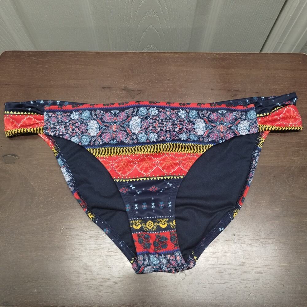 Jessica Simpson NWT Size Large Boho Mixed-Print Striped Bathing Suit Bottom